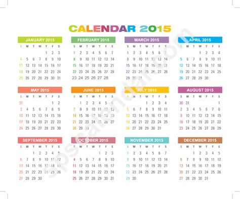 9 Best Images Of Small Horizontal Printable Calendar 2015