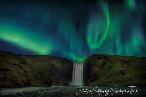 Northern Lights Above Skogafoss Waterfall In Iceland Shetzers Photography