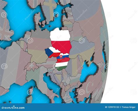 Visegrad Group With Flags On 3d Globe Stock Illustration Illustration