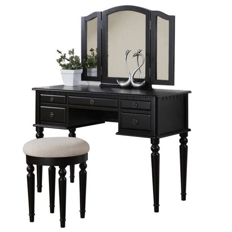 Making an inexpensive wood picnic table. Poundex Bobkona St. Croix Vanity Set with Stool in Black ...