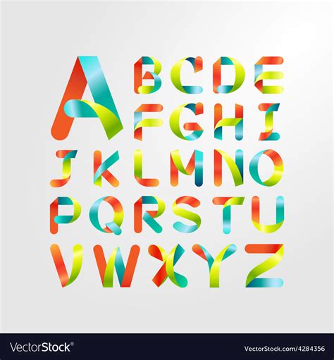 Ribbon Alphabet Colorful Font Capital Letter A Z Vector Image