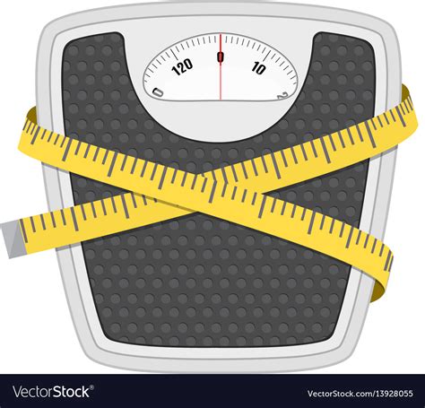 Bathroom Floor Weight Scale And Measuring Tape Vector Image