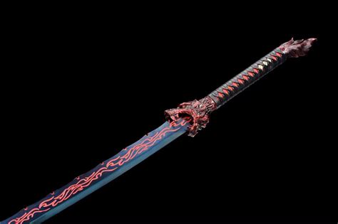 Red Flame Wolf Swordhandicraftschinese Saberreal Swordhandmade Chi