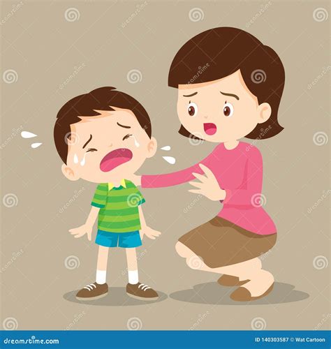 Sad Mother With A Crying Child In A Queue Vector Illustration