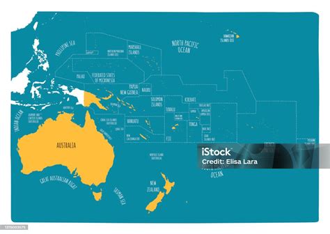 Vetores De Mapa Vetorial Da Oceania Ilustração Colorida Do Estilo