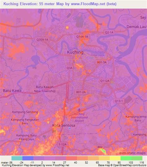 Elevation Of Kuchingmalaysia Elevation Map Topography Contour