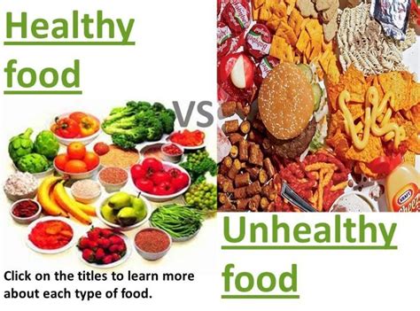 Healthy Foods Vs Unhealthy Foods Healthy And Unhealthy Food Healthy