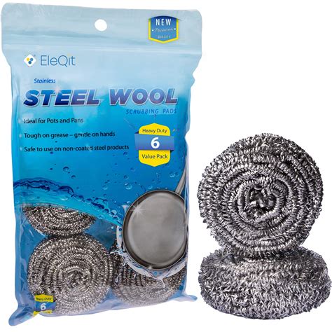 Buy 6 Pack Stainless Steel Wool Scrubber Sponge For Removing Tough Dirt