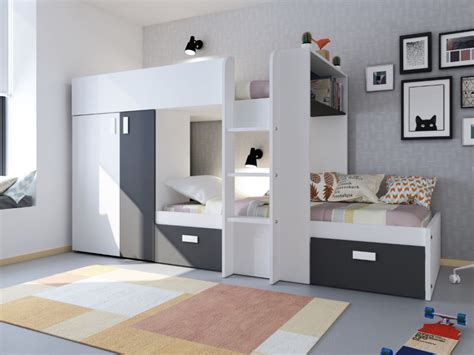 Letto a castello su livingo » 115 letti a castello disponibili prezzi scontati le migliori marche offerte scegli ora ed ordina online. Letto a castello JULIEN 2x90x190 - Armadio integrato - N&B ...