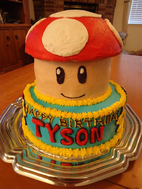 A ratio of equal quantities of icing sugar and butter works well. Cat's Cake Creations: Super Mario Bros. Mushroom Birthday Cake!