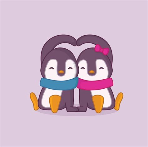 Premium Vector Cute Penguin Love In Christmas Illustration
