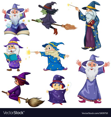 A Group Wizards Royalty Free Vector Image Vectorstock