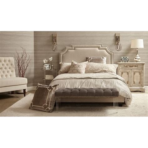 Nailhead Marquee Upholstered King Bed In Beige Overstock 34062778