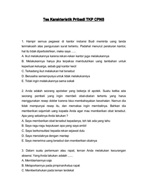 List Of Latihan Soal Tkp Cpns Ideas