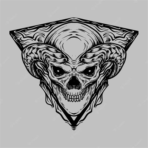 Premium Vector Devil Skull Line Art Design