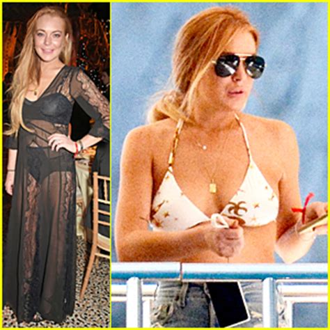 Lindsay Lohan Flashes Black Bra Underwear At FIA Formula Dinner Bikini Lindsay Lohan Just