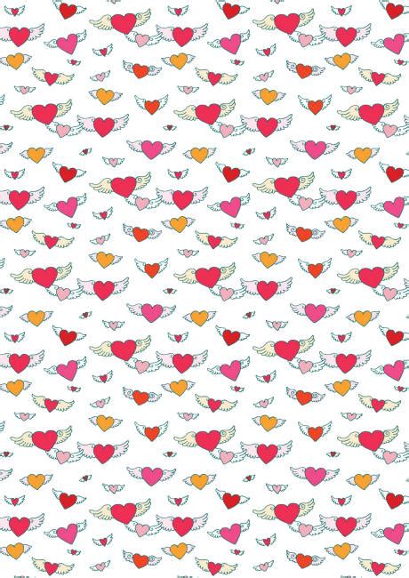 Valentines Day Scrapbook Paper Flying Hearts White