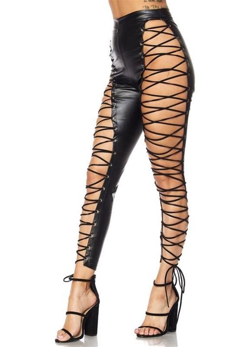 black leather lace up pants leather and lace lace up black leather