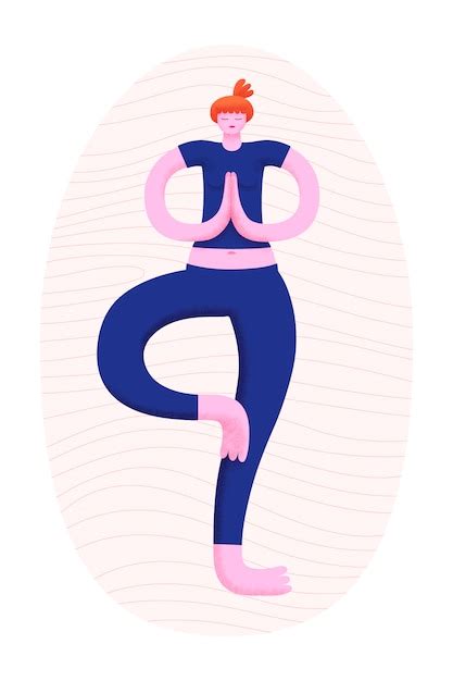 Yoga Di Pratica Della Giovane Donna Che Sta Nell Equilibrio Su Una Gamba Vettore Premium