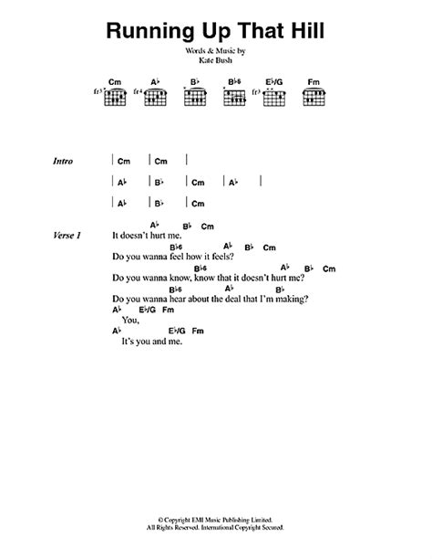 Kate Bush Running Up That Hill Sheet Music Notes Download Printable Pdf Score