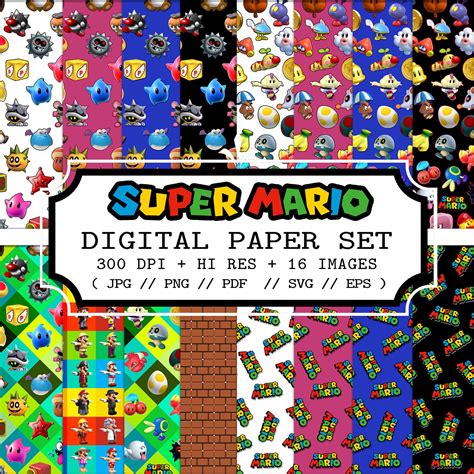 Super Mario Digital Paper Set Seamless Textures Tropical Etsy