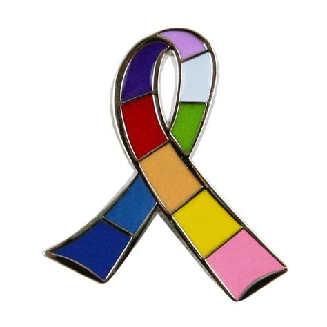 Multi Color Cancer Awareness Ribbon Lapel Pin Multi