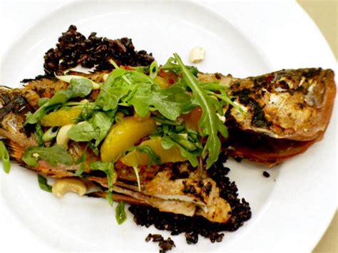 Grilled Whole Fish With Black Rice Sambal And Citrus Salad Recipes