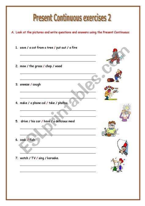 Present Continuous Exercises 2 Esl Worksheet By Nani Pappi
