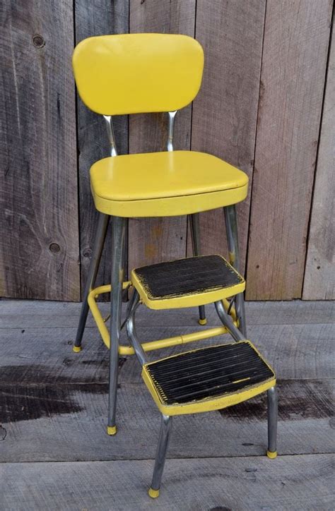 yellow ames maid step stool chair vintage kitchen stool fold etsy uk kitchen step stool
