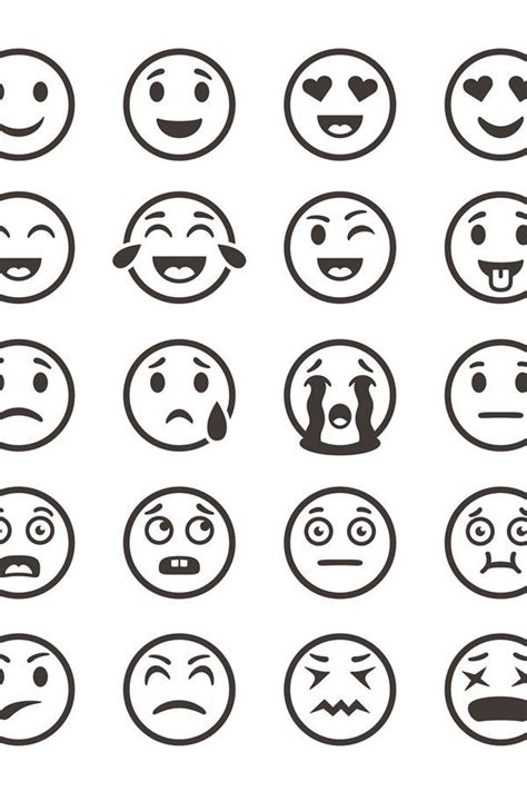 Emoticons Outline Emoji Faces Emoticon Funny Smile Vector L 974872