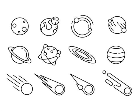 Outer Space Icon Collection Set Space Object And Technology