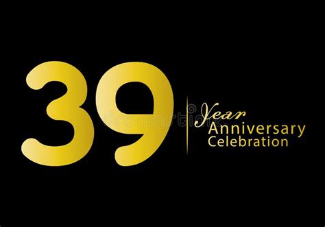 39 Years Anniversary Celebration Logotype Gold Color Vector 39th