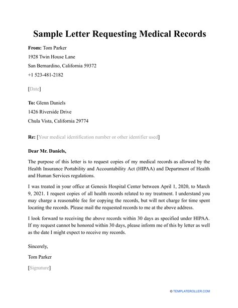 Sample Letter Requesting Medical Records Fill Out Sign Online And