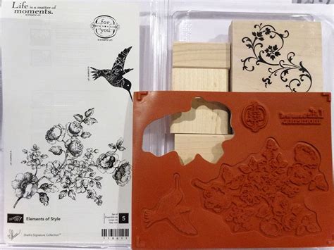 Amazon Com Stampin Up Elements Of Style Wood Mount Stamps Hummingbird Floursh Blossom Arts