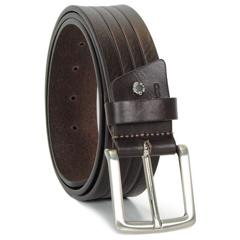 Cintura Jeans 4 Cm Artigianale In Cuoio Marrone Acciaio