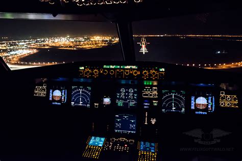 Approach To Cairo At Night On An Airbus A321 200