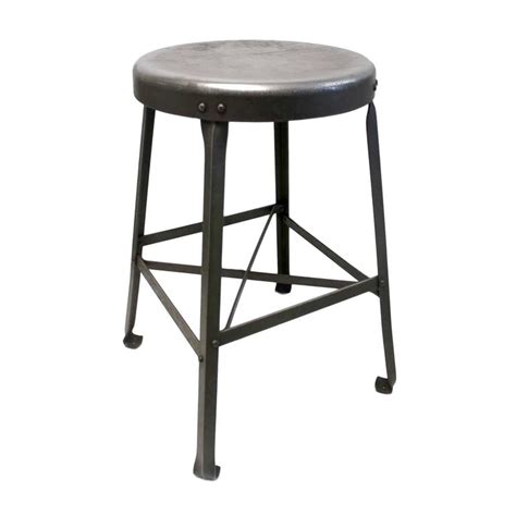 Vintage 1940s Industrial Green Metal Truss Drafting Stool For Sale At