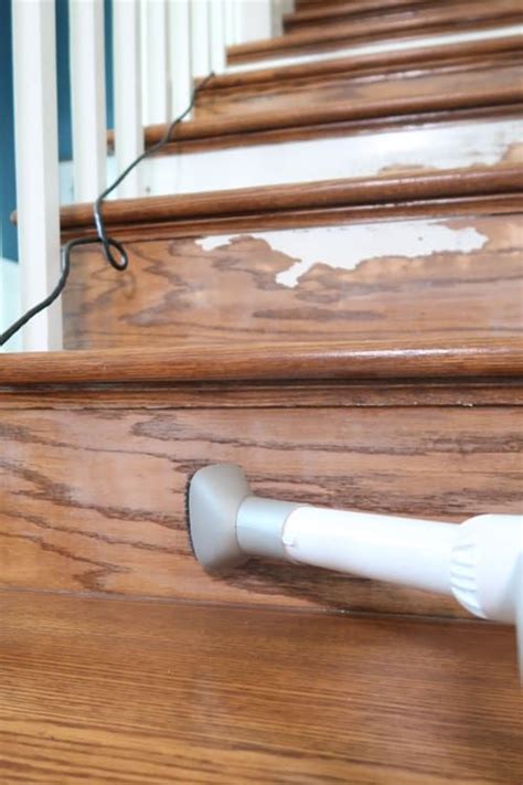 How To Prep And Paint Stained Stairs White In 2020 Painted Wood