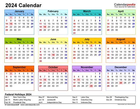 2024 Calendar Printable Free