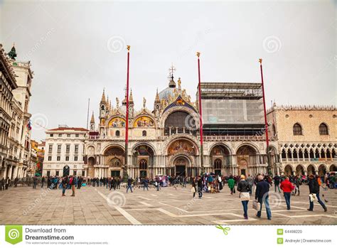San Marco Square With Tourists In Venice Editorial Image Image Of Travel Cathedral 64498220