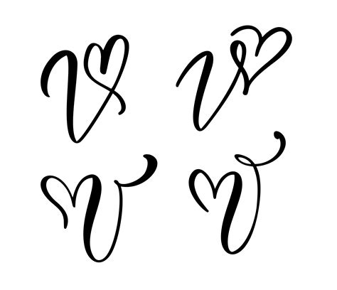 Download Vector Set of Vintage floral letter monogram V ...