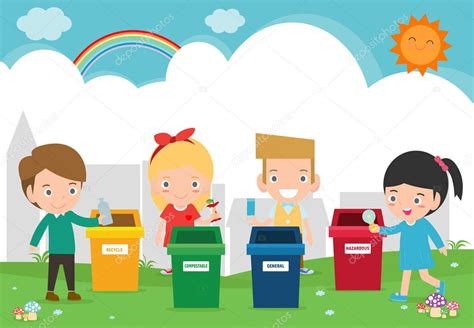 Los Niños Recogen Basura Para Reciclar Niños Segregando Basura Salvar