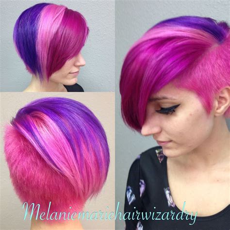 Purple Pink Dyed Hair Bright Hair Short Dyed Hair