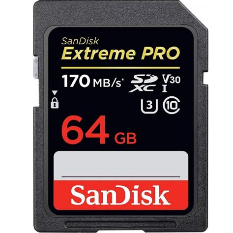 Memoria Sd Sandisk Extreme Pro 64gb Sdxc A2 C10 U3 V30 4k 170mbs ⋆ Starware