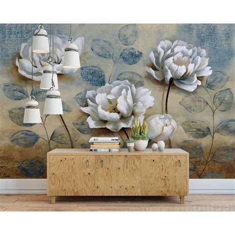 Pull off the wall in full sheets when its time to redecorate: GK Wall Design Peel And Stick 3D Vintage Floral Peony ...