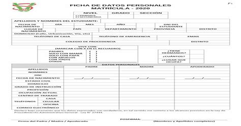 Pdf F Ficha De Datos Personales MatrÍcula 2020 · 2020 2 5