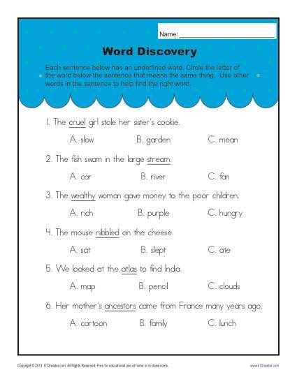 Easy Context Clues Worksheet