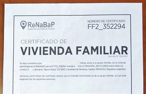 Certificado De Vivienda Familiar Renabap Tramite Y Formulario