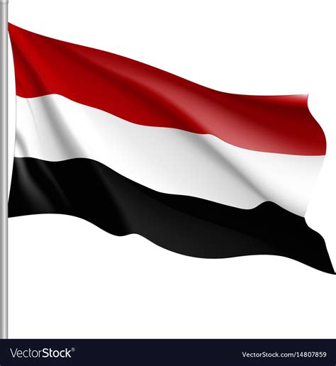 Yemen National Flag Realistic Royalty Free Vector Image