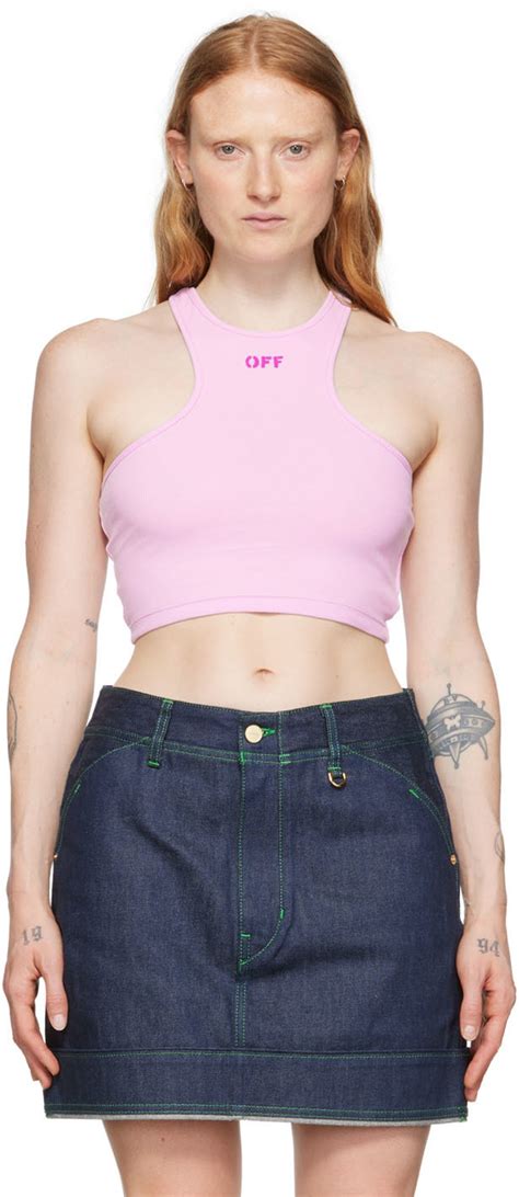 Off White Purple Cropped Tank Top Off White